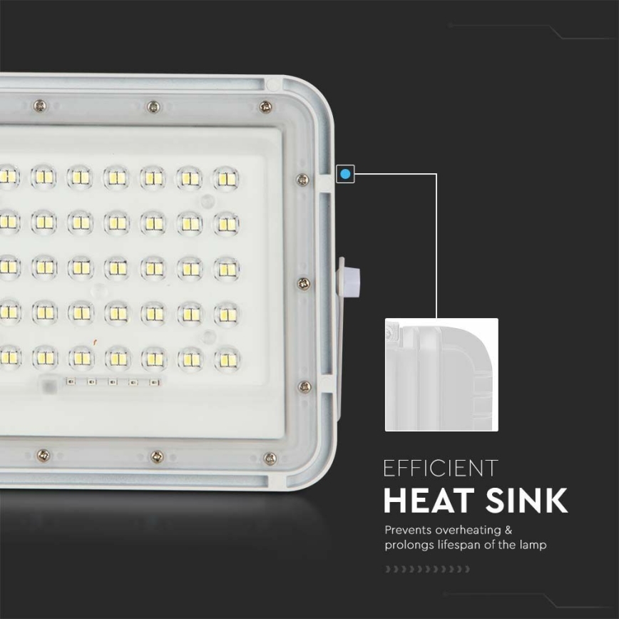 LED Ulkotila himmennettävä aurinko valonheitin LED/6W/3,2V IP65 6400K 5000 mAh valkoinen + kauko-ohjaus