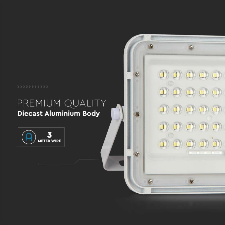 LED Ulkotila himmennettävä aurinko valonheitin LED/6W/3,2V IP65 6400K 5000 mAh valkoinen + kauko-ohjaus