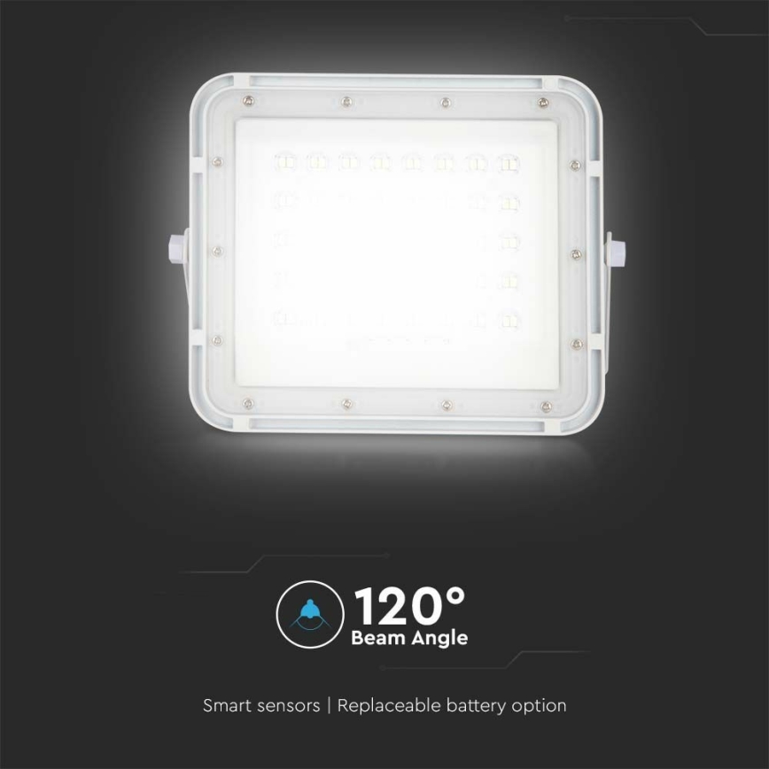 LED Ulkotila himmennettävä aurinko valonheitin LED/6W/3,2V IP65 6400K 5000 mAh valkoinen + kauko-ohjaus