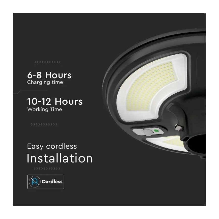 LED aurinkokenno katuvalaisin anturilla LED/7,5W/3,2V 6500K IP65 + kaukosäädin