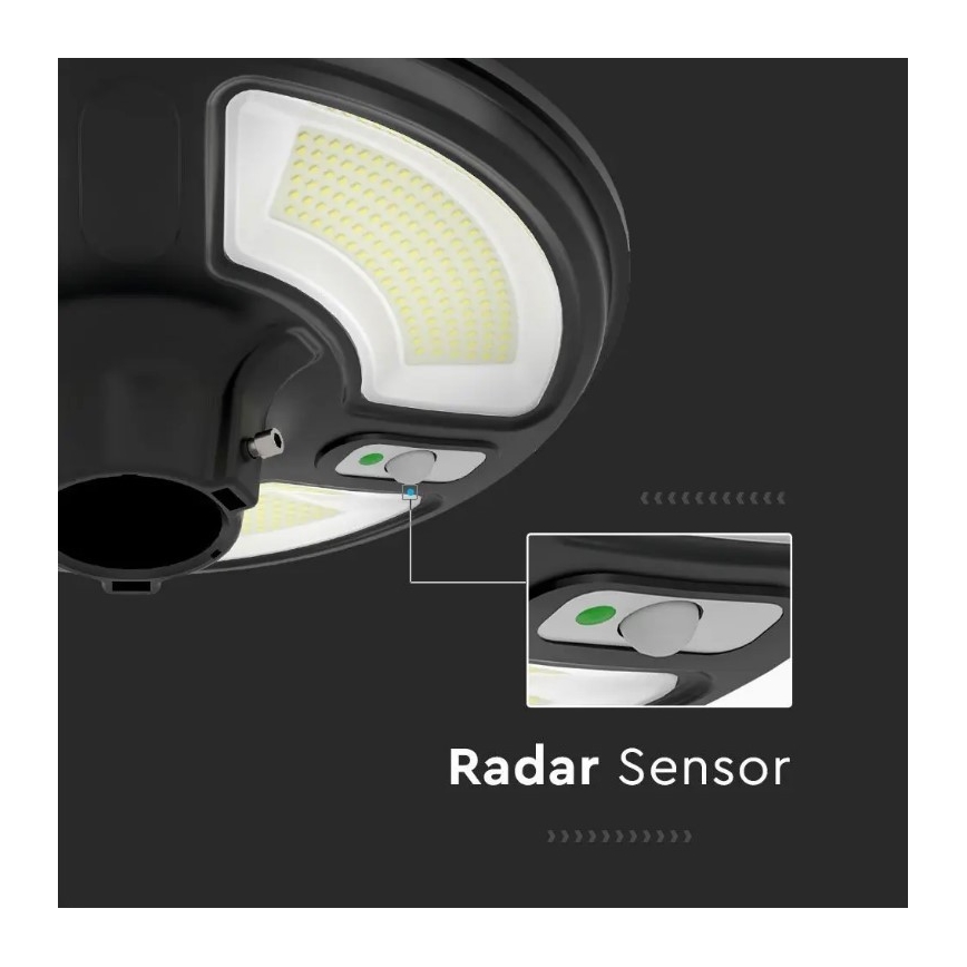 LED aurinkokenno katuvalaisin anturilla LED/7,5W/3,2V 6500K IP65 + kaukosäädin