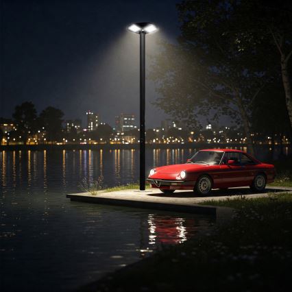 LED Himmennettävä aurinkokennoinen katulamppu anturilla LED/15W/6V 11000 mAh 6500K IP65 musta + kauko-ohjaus