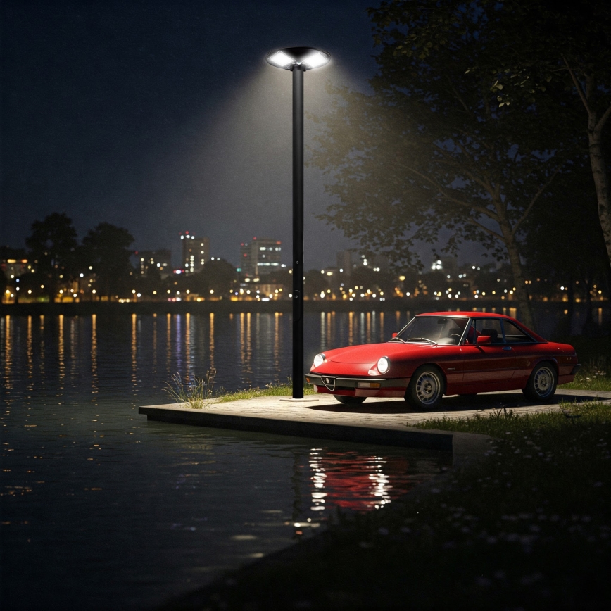 LED Himmennettävä aurinkokennoinen katulamppu anturilla LED/15W/6V 11000 mAh 6500K IP65 musta + kauko-ohjaus