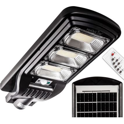 LED Himmennettävä aurinkokennoinen katulamppu anturilla LED/180W/6V 11000 mAh 6500K IP65 musta + kauko-ohjaus