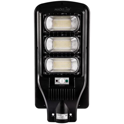 LED Himmennettävä aurinkokennoinen katulamppu anturilla LED/180W/6V 11000 mAh 6500K IP65 musta + kauko-ohjaus