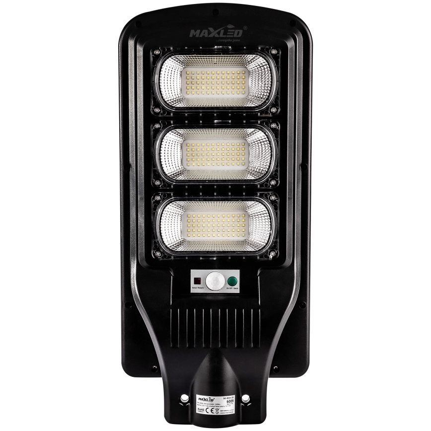 LED Himmennettävä aurinkokennoinen katulamppu anturilla LED/180W/6V 11000 mAh 6500K IP65 musta + kauko-ohjaus