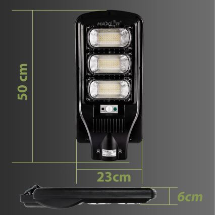 LED Himmennettävä aurinkokennoinen katulamppu anturilla LED/180W/6V 11000 mAh 6500K IP65 musta + kauko-ohjaus