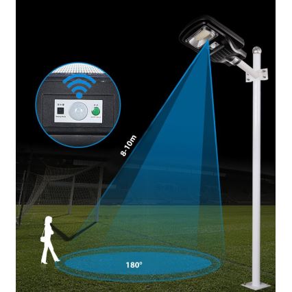 LED Himmennettävä aurinkokennoinen katulamppu anturilla LED/60W/6V 5500 mAh 6500K IP65 musta + kauko-ohjaus