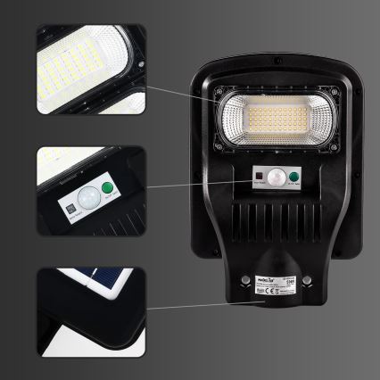 LED Himmennettävä aurinkokennoinen katulamppu anturilla LED/60W/6V 5500 mAh 6500K IP65 musta + kauko-ohjaus