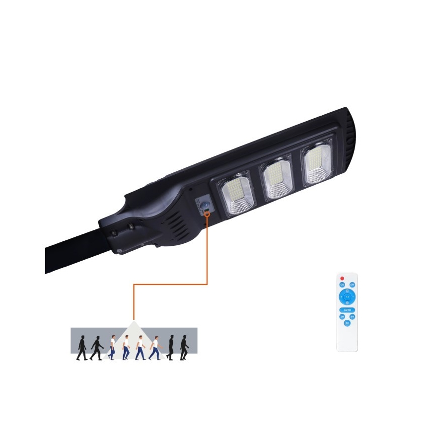 LED Himmennettävä aurinkokatuvalaisin liike- ja hämärätunnistimella URBI LED/8W/3,2V 6500K IP54 10000 mAh + kauko-ohjaus