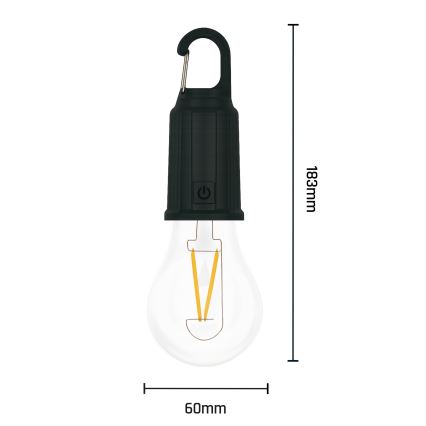 LED-aurinkokennolla ladattava valaisin LUMINA LUMO LED/USB 300 mAh musta