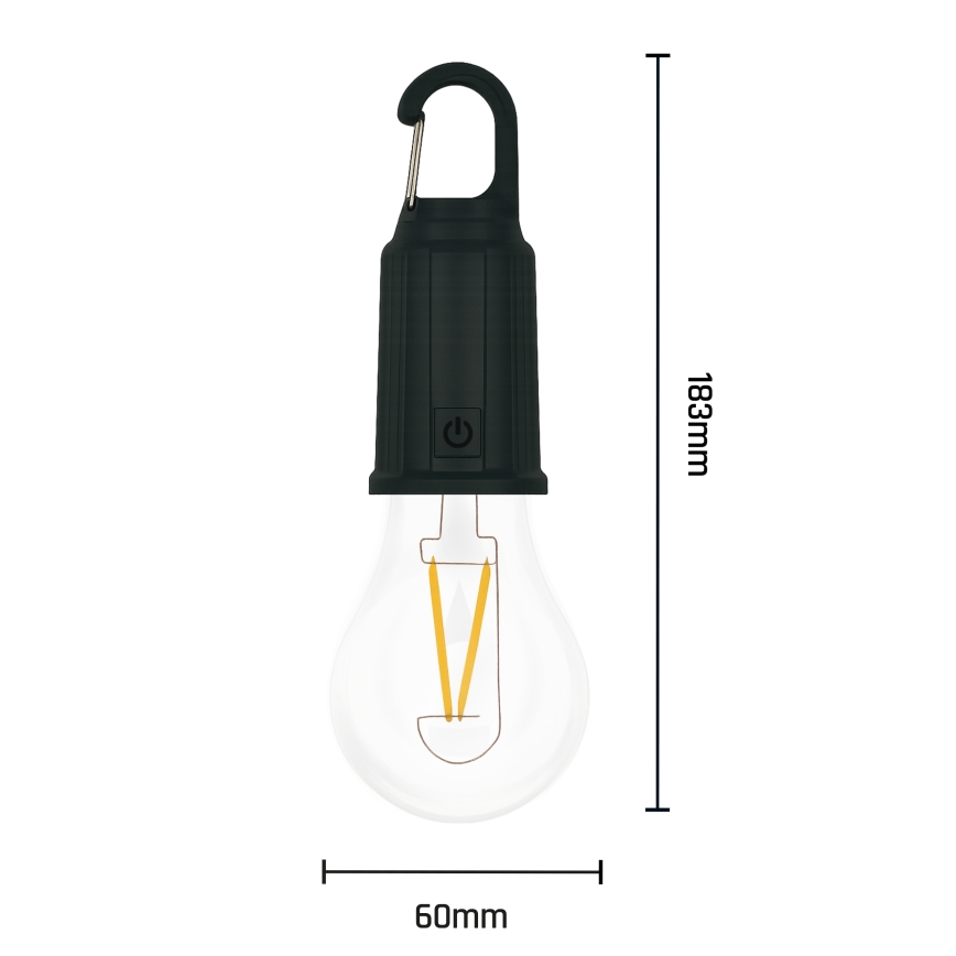 LED-aurinkokennolla ladattava valaisin LUMINA LUMO LED/USB 300 mAh musta