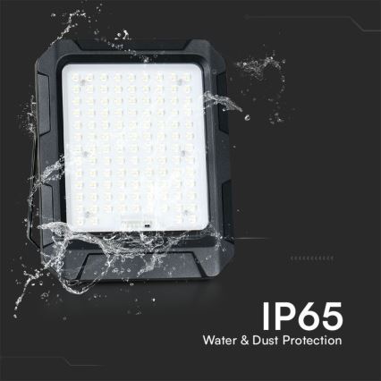LED-aurinkokäyttöinen valonheitin LED/15W/3,7V IP65 4000K 12000 mAh musta + kaukosäädin