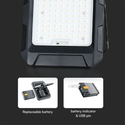 LED-aurinkokäyttöinen valonheitin LED/15W/3,7V IP65 4000K 12000 mAh musta + kaukosäädin