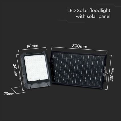 LED-aurinkokäyttöinen valonheitin LED/15W/3,7V IP65 4000K 12000 mAh musta + kaukosäädin