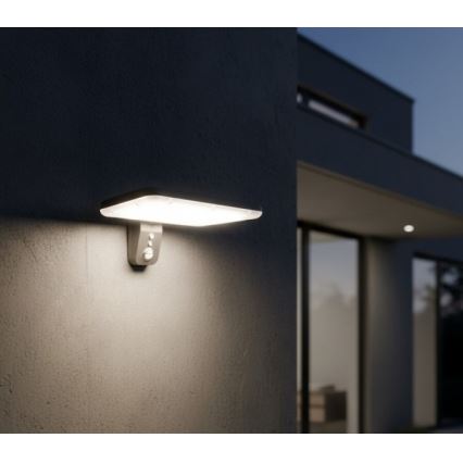 Aurinkokennolla varustettu LED-seinävalaisin anturilla PHOENIX LED/15W/3,2V 3000/4000K IP65 6000 mAh