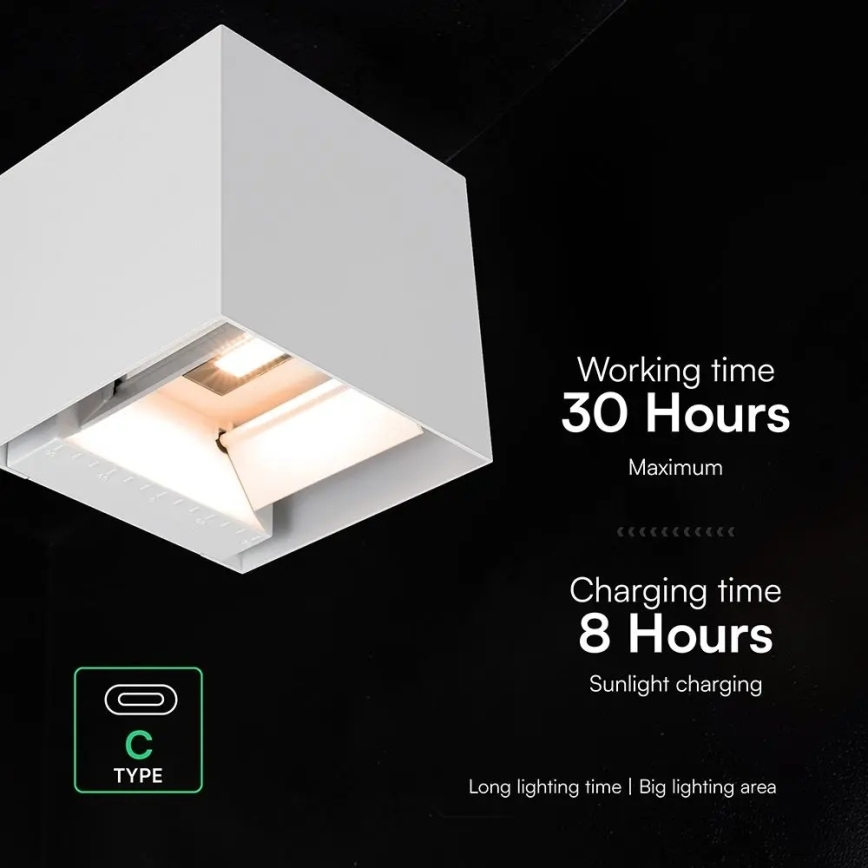 LED-aurinkokäyttöinen seinävalaisin anturilla LED/9W/3,7V 3000/4000/5000K IP65 2600 mAh valkoinen