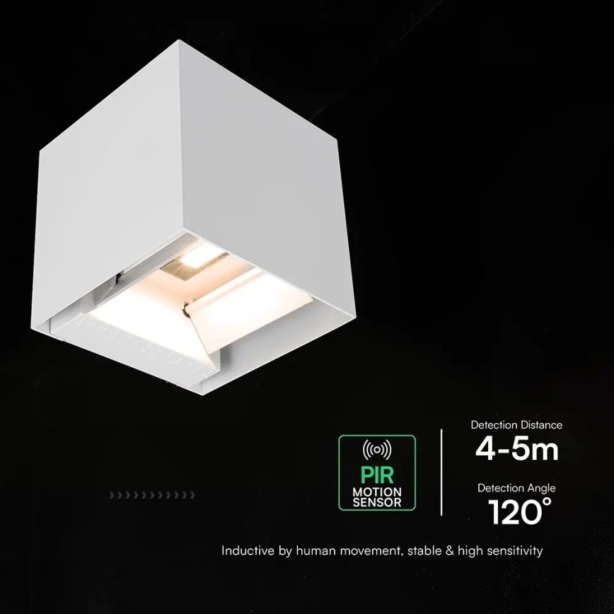 LED-aurinkokäyttöinen seinävalaisin anturilla LED/9W/3,7V 3000/4000/5000K IP65 2600 mAh valkoinen