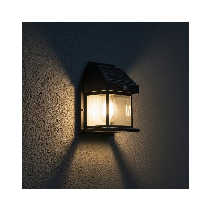 LED aurinkokennolla varustettu seinävalaisin anturilla OMVIA LED/3,7V 3000K IP44 1200 mAh