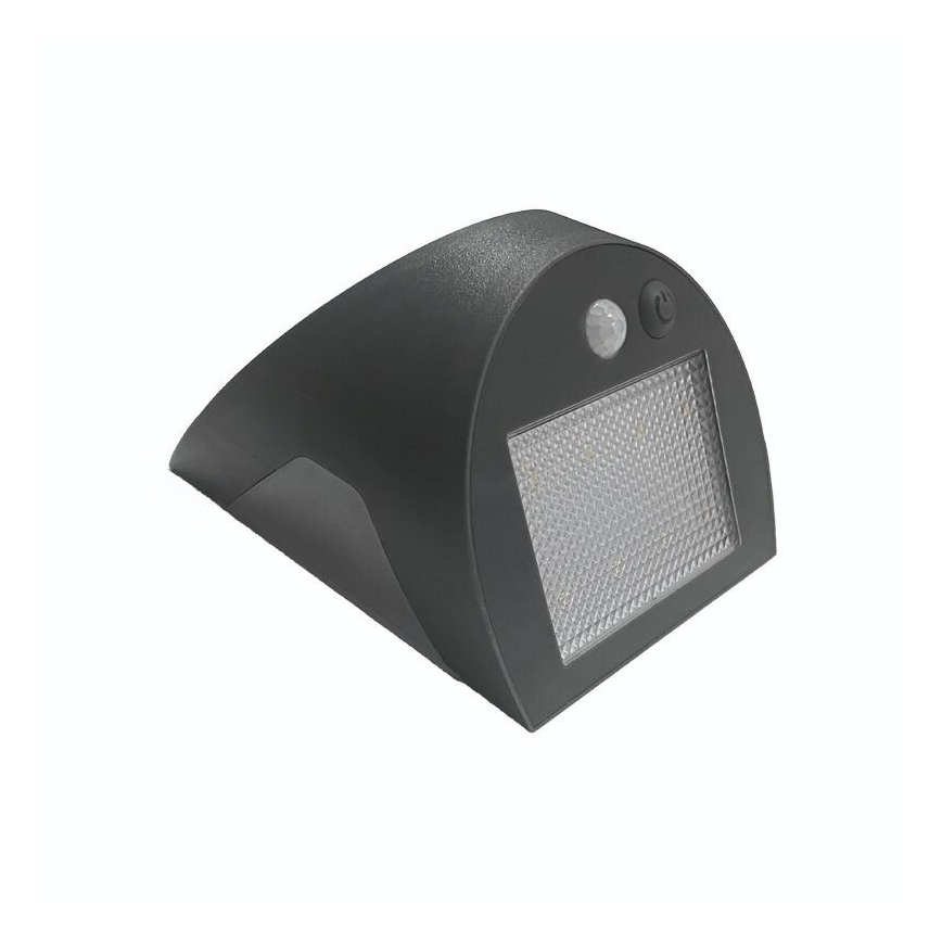 LED-aurinkokäyttöinen seinävalaisin anturilla LED/3W/3,7V 3000/4000K 1200 mAh IP54 antrasiitti