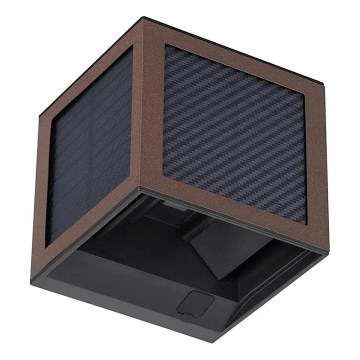 LED-aurinkokennoseinävalaisin anturilla LED/9W/3,7V 3000/4000/6000K IP65 2600 mAh ruskea
