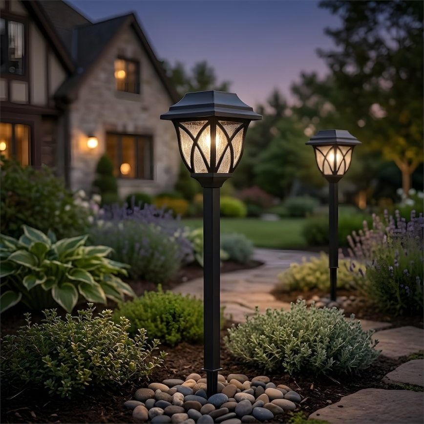 LED-aurinkokennovalaisin LAWN LED/1,2 V 100 mAh 3000 K 44 cm IP44 musta