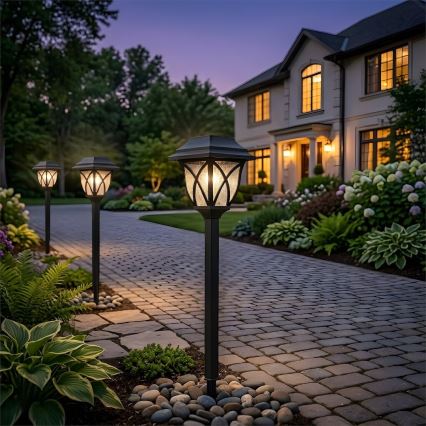 LED-aurinkokennovalaisin LAWN LED/1,2 V 100 mAh 3000 K 44 cm IP44 musta