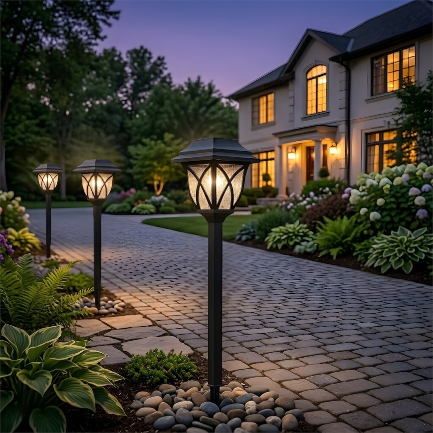 LED-aurinkokennovalaisin LAWN LED/1,2 V 100 mAh 3000 K 44 cm IP44 musta