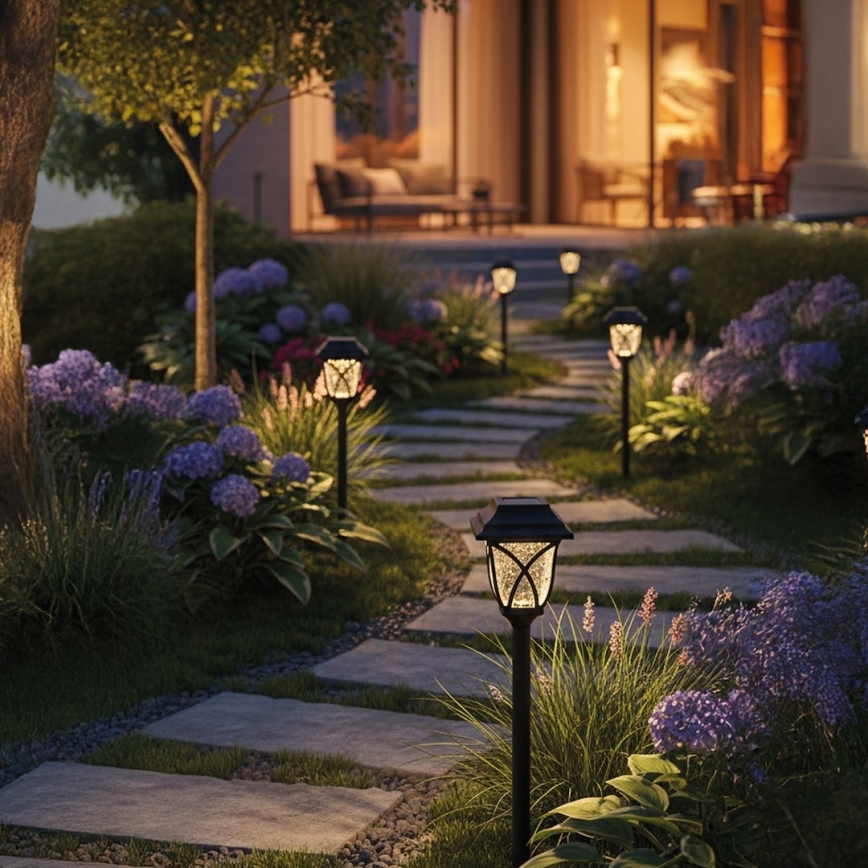 LED-aurinkokennovalaisin LAWN LED/1,2 V 100 mAh 3000 K 44 cm IP44 musta