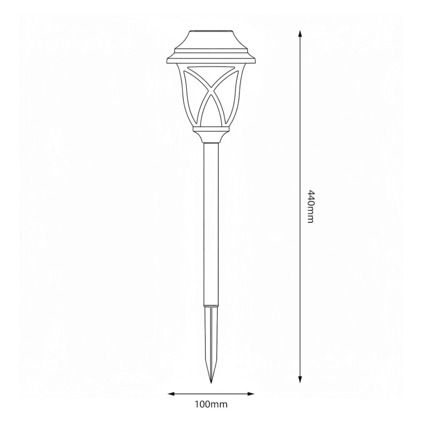 LED-aurinkokennovalaisin LAWN LED/1,2 V 100 mAh 3000 K 44 cm IP44 musta