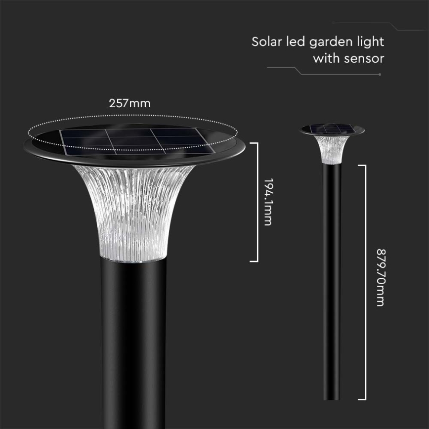 LED aurinkokennovalo anturilla LED/15W/3,2V 4000K/6000K IP65 6000 mAh