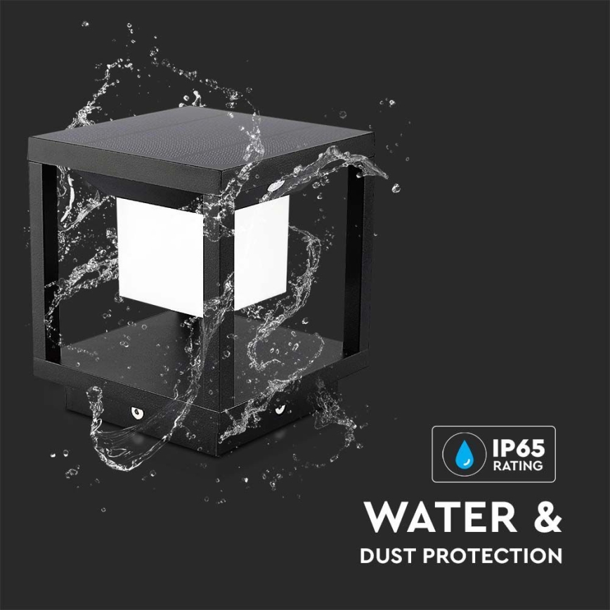 LED aurinkokennovalo anturilla LED/2W/5,5V 3000K IP65 2600 mAh musta