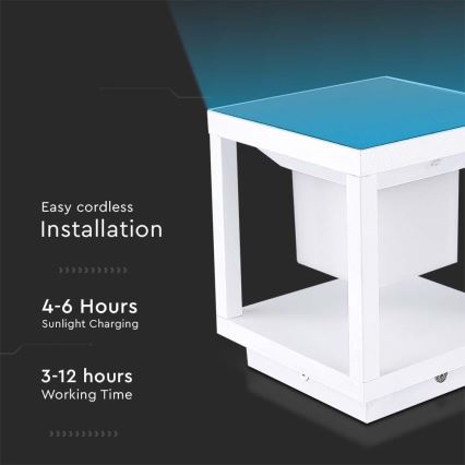 LED aurinkokennovalo anturilla LED/2W/5,5V 3000K IP65 2600 mAh valkoinen