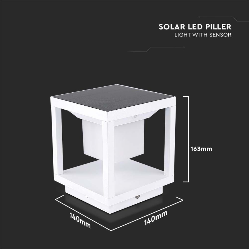 LED aurinkokennovalo anturilla LED/2W/5,5V 3000K IP65 2600 mAh valkoinen