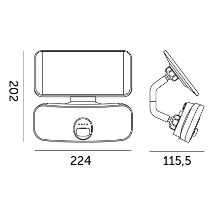 LED aurinkokennovalo liiketunnistimella LED/13W/3,7V IP65 4000K 4000 mAh