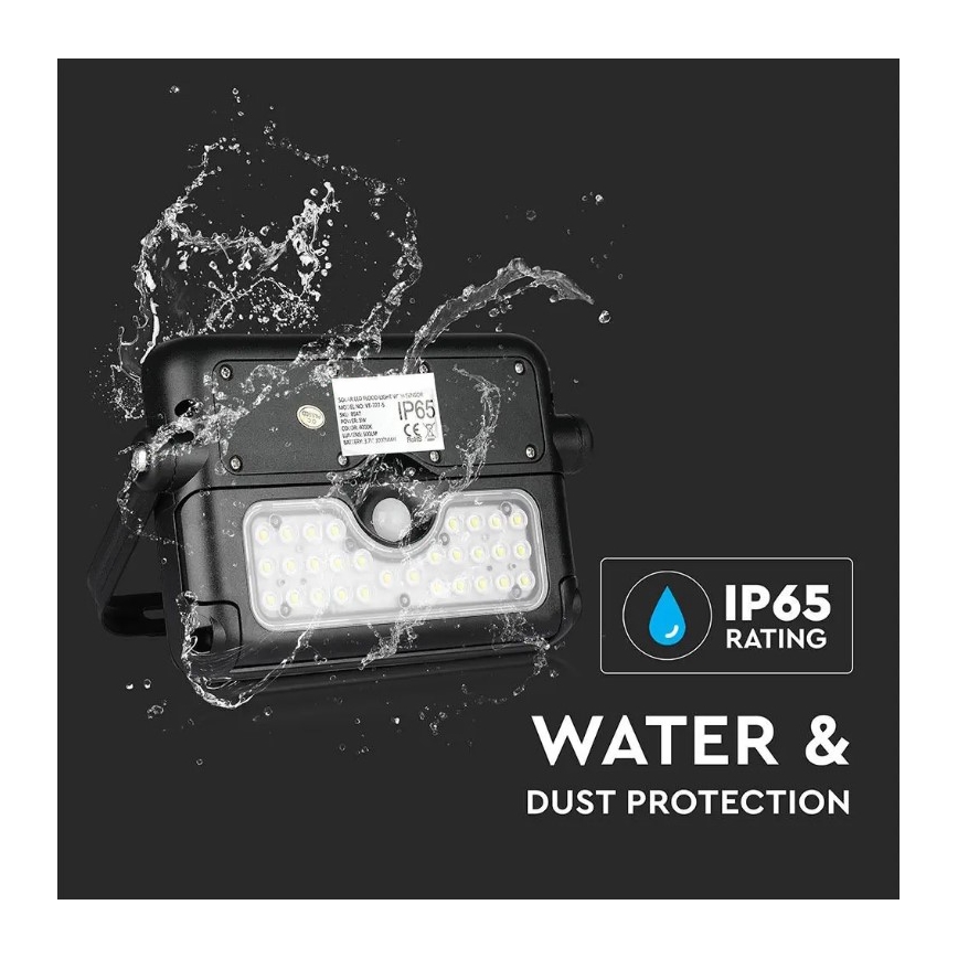 LED aurinkokennovalo liiketunnistimella LED/5W/3,7V IP65 4000K 3000 mAh