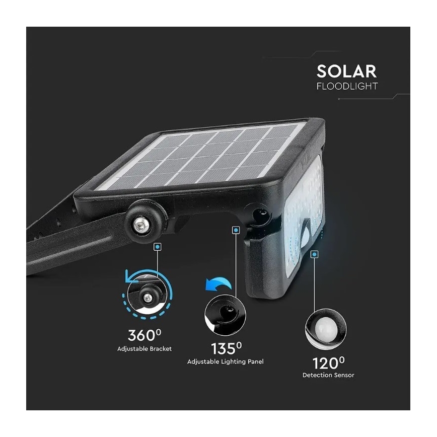 LED aurinkokennovalo liiketunnistimella LED/5W/3,7V IP65 4000K 3000 mAh