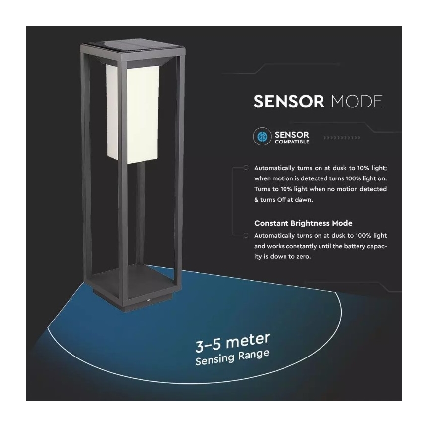 LED aurinkokennovalo anturilla SAMSUNG CHIP LED/2W/3,7V IP65 2600 mAh