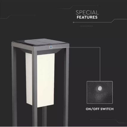 LED aurinkokennovalo anturilla SAMSUNG CHIP LED/2W/3,7V IP65 2600 mAh