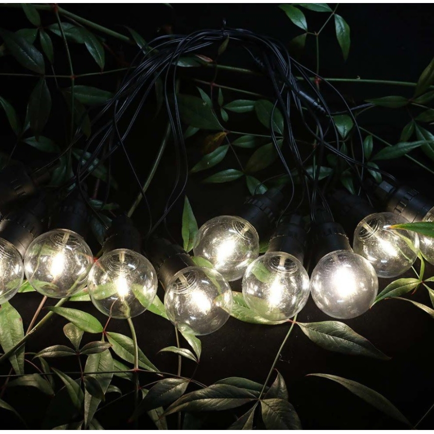 LED-aurinkoketju 10xLED/0,5/4,5V 12 m 3000K IP44 1200 mAh + kauko-ohjaus