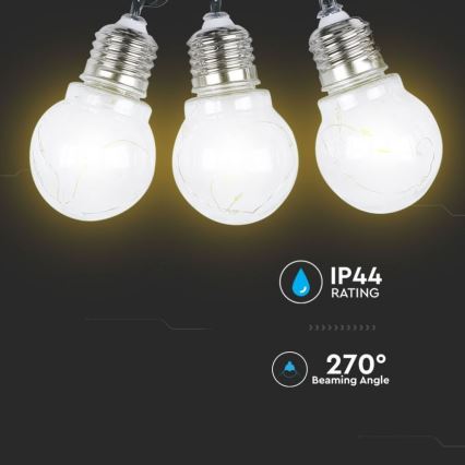 LED aurinkoketju 10xLED/1W/1,2V 1xAA 2 m IP44 3000K 300 mAh