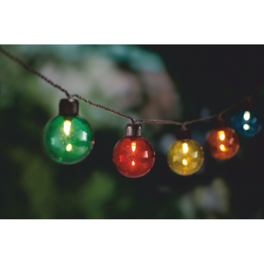 LED aurinkoketju 10xLED/3,65m 600 mAh IP44 monivärinen