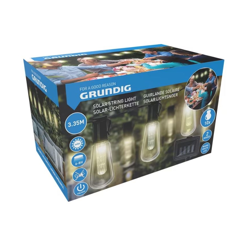 LED aurinkoketju 3,35 m 10xLED/1,2V 600 mAh