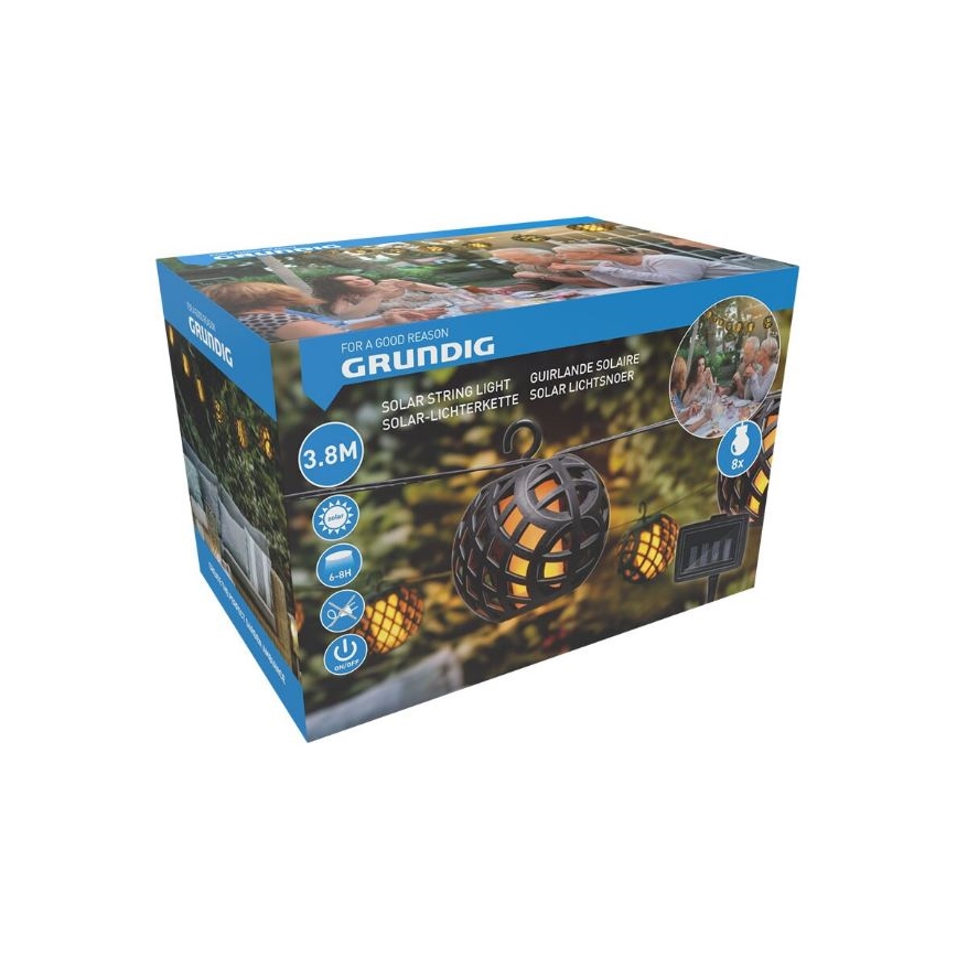 LED aurinkoketju 3,8 m 8xLED/1,2V 600 mAh