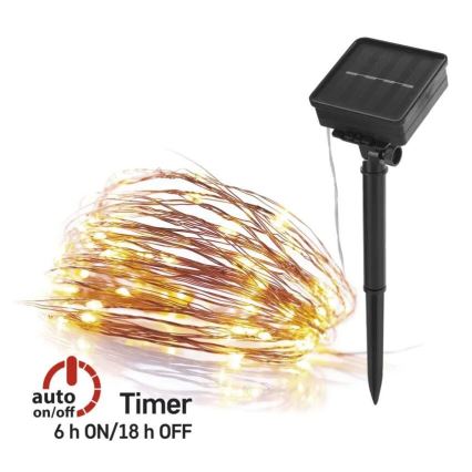 LED aurinkoketju LED/2,4W/1,2V 1xAA 15 m IP44 3000K 600 mAh