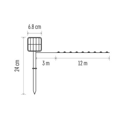 LED aurinkoketju LED/2,4W/1,2V 1xAA 15 m IP44 3000K 600 mAh