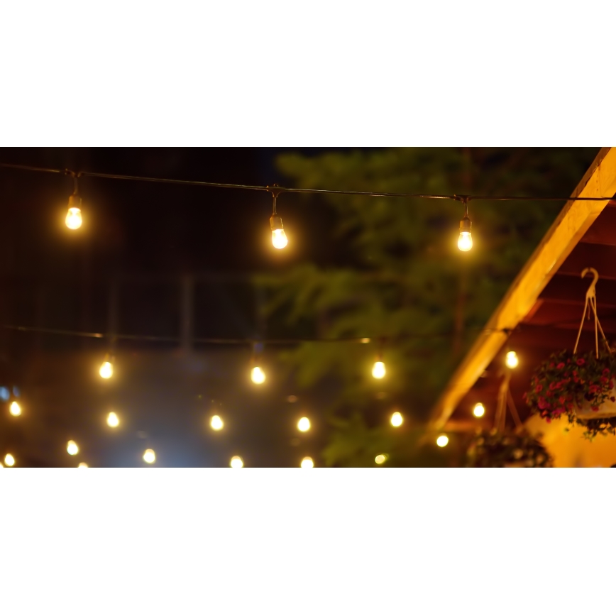 LED himmennettävä aurinkokäyttöinen ulkoketju PARTY 10xE27/3,7V 1800 mAh 10 m IP44 + kaukosäädin
