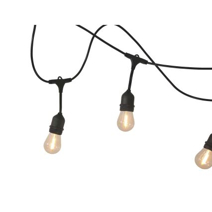 LED himmennettävä aurinkokäyttöinen ulkoketju PARTY 10xE27/3,7V 1800 mAh 10 m IP44 + kaukosäädin