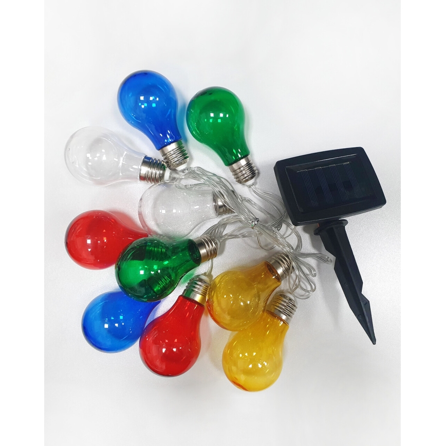 LED aurinkokäyttöinen ulkoketju 10xLED/1,2V 300 mAh 2,2 m IP44 moniväri