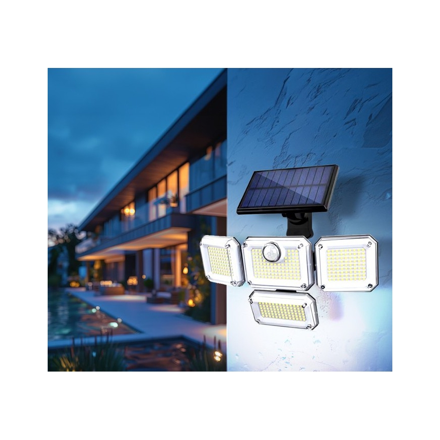 LED-aurinkovalaisin anturilla GLOW LED/2,5W/3,7V 6500K IP44 2400 mAh + kaukosäädin